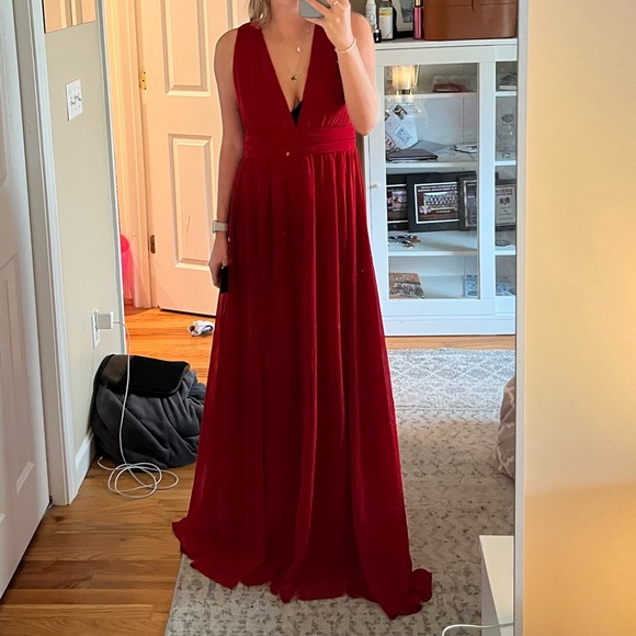 Lulus Red V-Neck dress - Picture 3 of 5